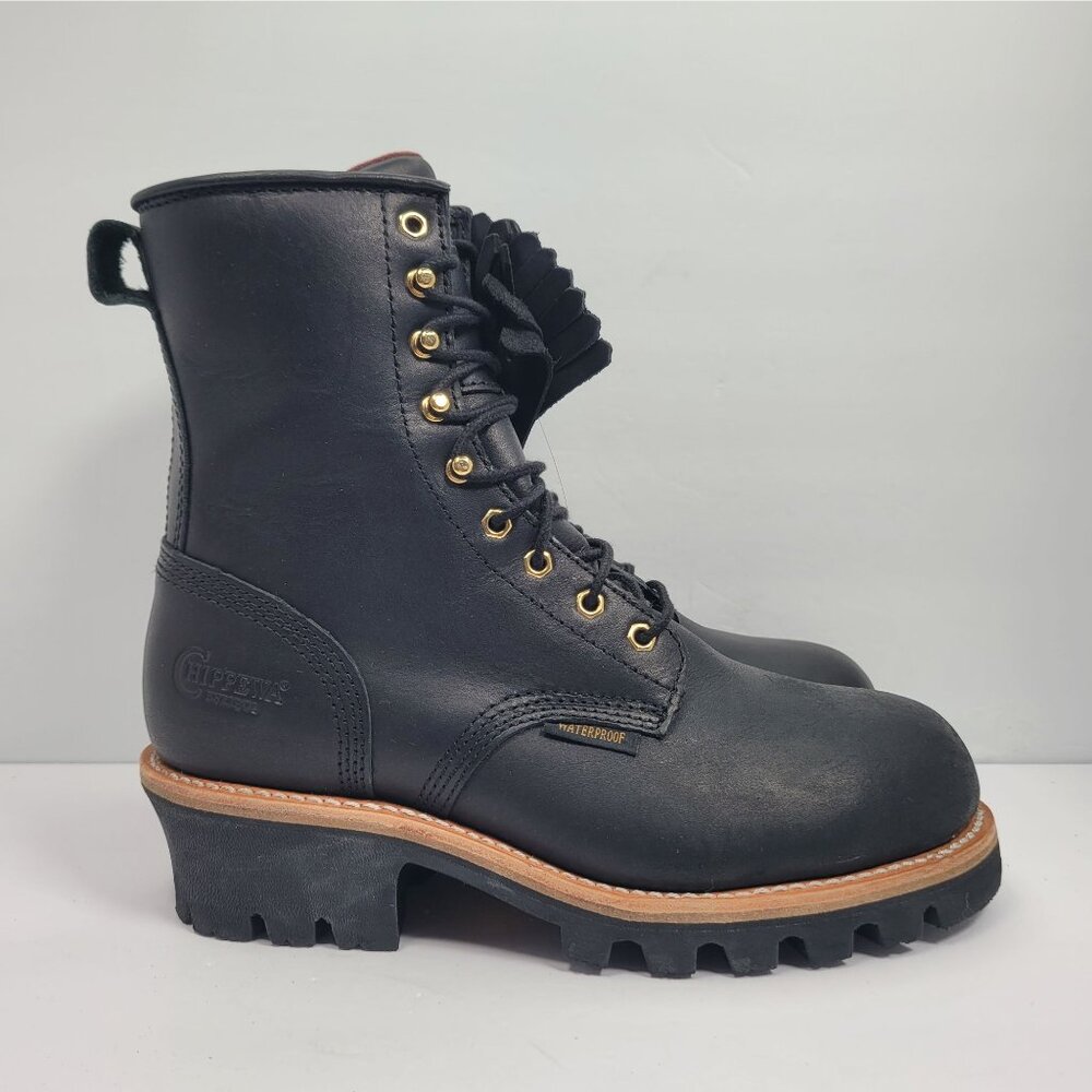 Chippewa Paladin Women's Black Leather Logger Boots 73050 US Size 8.5W NWT